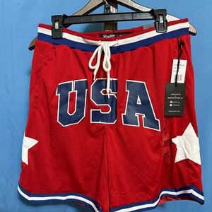 USA Red Athletic Men Shorts